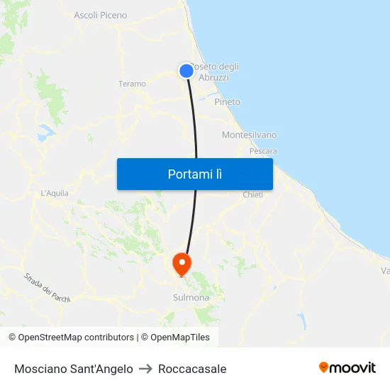Mosciano Sant'Angelo to Roccacasale map