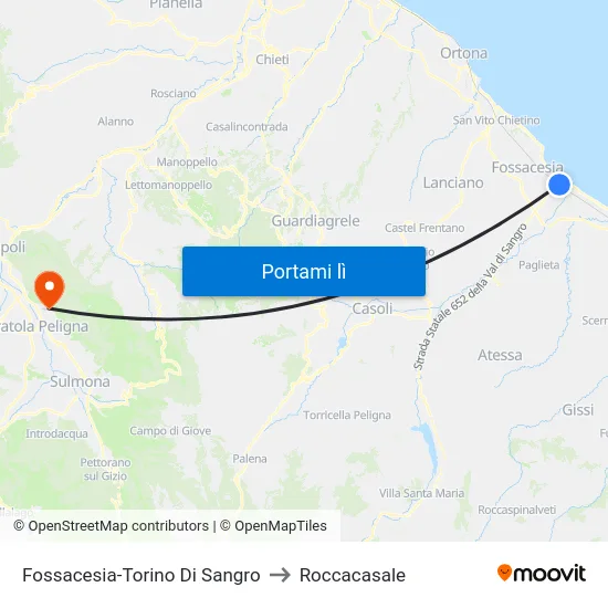 Fossacesia-Torino Di Sangro to Roccacasale map