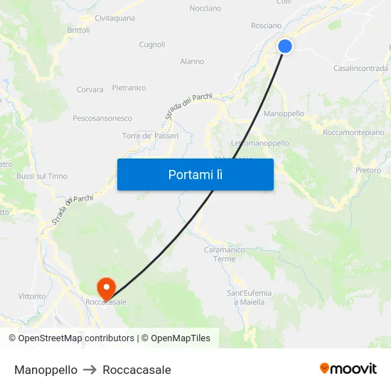 Manoppello to Roccacasale map