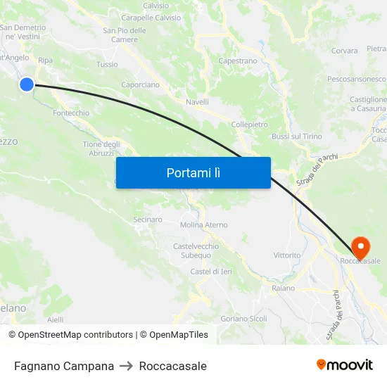 Fagnano Campana to Roccacasale map