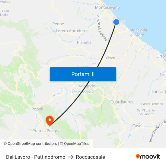 Del Lavoro - Pattinodromo to Roccacasale map