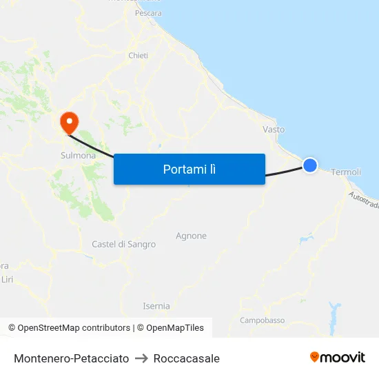 Montenero-Petacciato to Roccacasale map