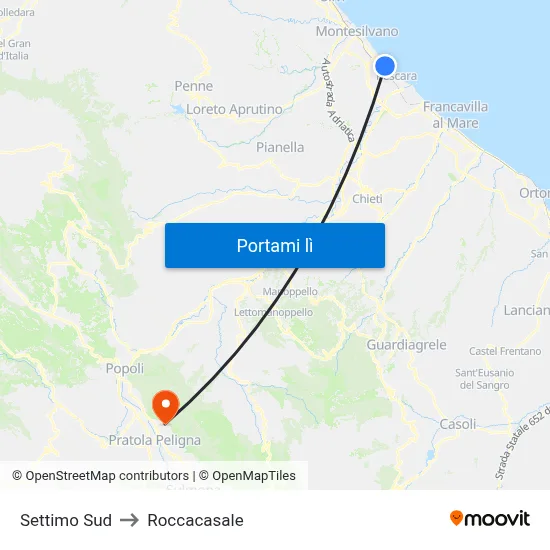 Settimo Sud to Roccacasale map