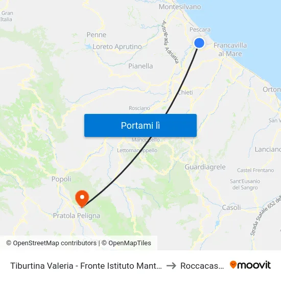 Tiburtina Valeria - Fronte Istituto Manthonè to Roccacasale map