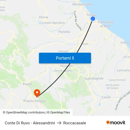 Conte Di Ruvo - Alessandrini to Roccacasale map