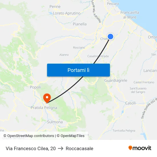 Via Francesco Cilea, 20 to Roccacasale map