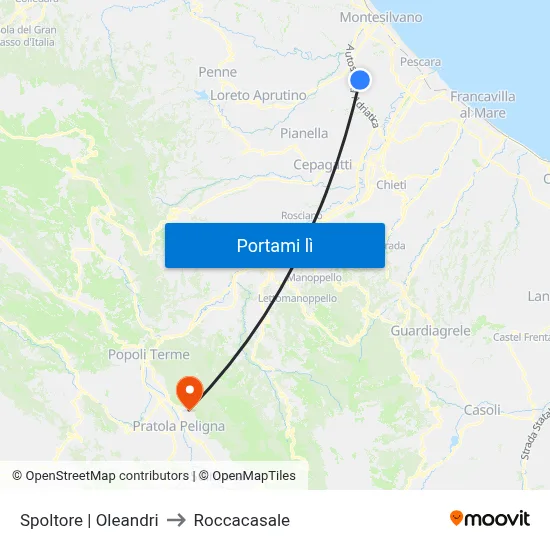 Spoltore | Oleandri to Roccacasale map