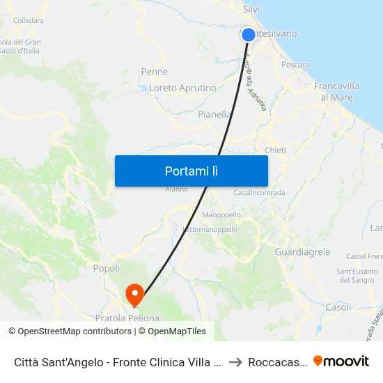 Città Sant'Angelo - Fronte Clinica Villa Serena to Roccacasale map