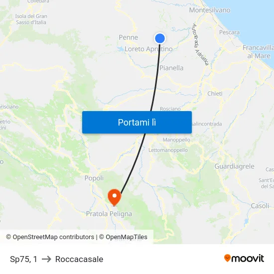 Sp75, 1 to Roccacasale map