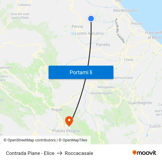 Contrada Piane - Elice to Roccacasale map