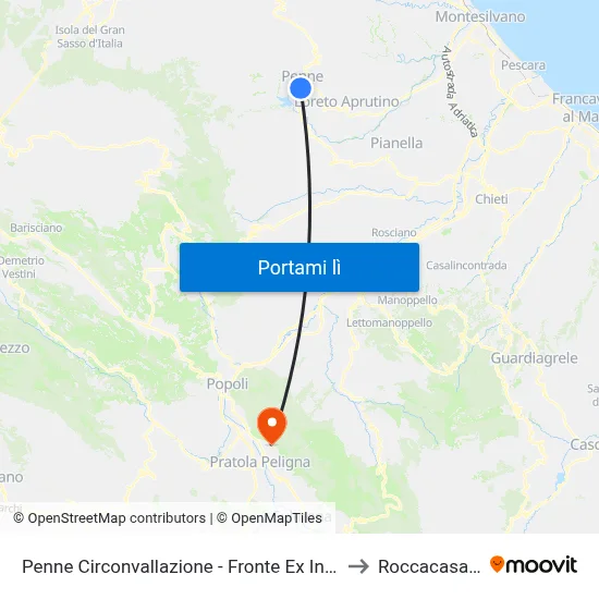 Penne Circonvallazione - Fronte Ex Inps to Roccacasale map