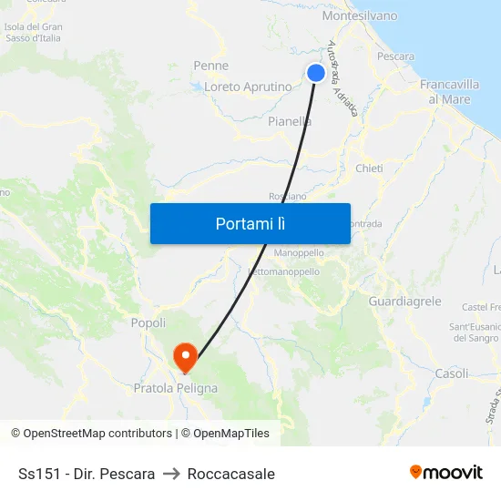 Ss151 - Dir. Pescara to Roccacasale map