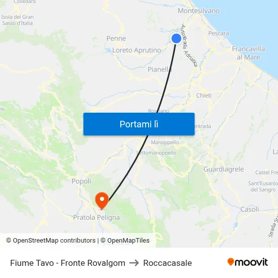 Fiume Tavo - Fronte Rovalgom to Roccacasale map