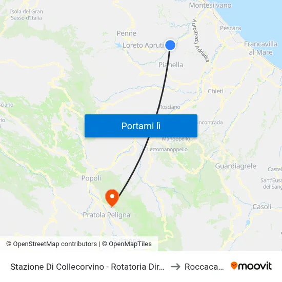 Stazione Di Collecorvino - Rotatoria Dir. Pescara to Roccacasale map