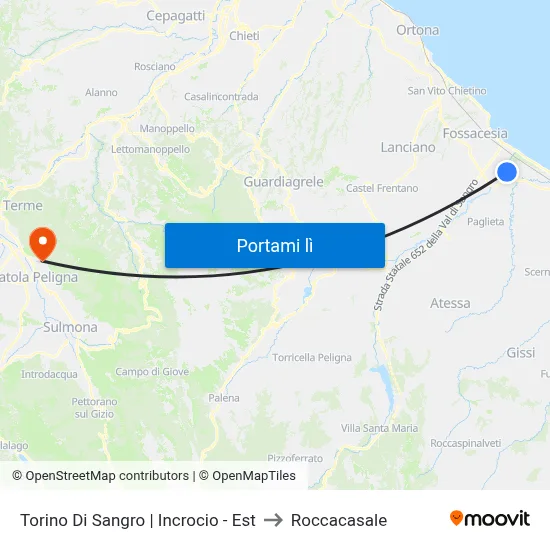 Torino Di Sangro | Incrocio - Est to Roccacasale map