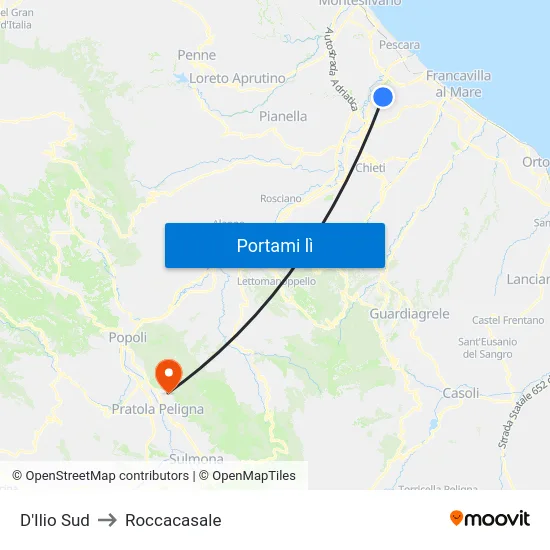 D'Ilio Sud to Roccacasale map