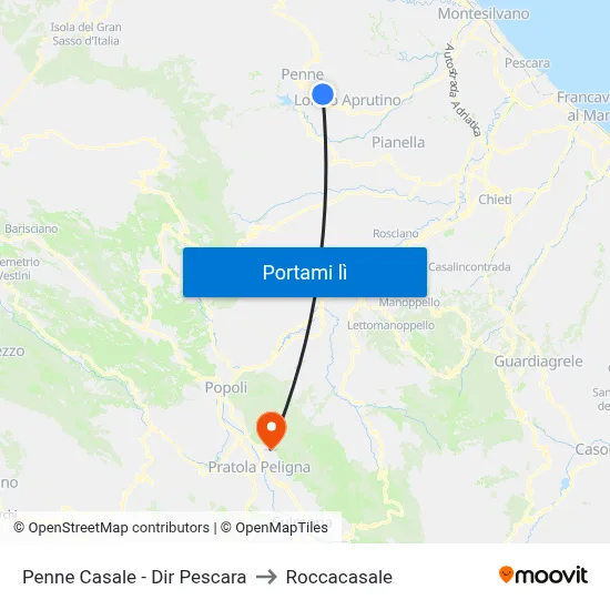 Penne Casale - Dir Pescara to Roccacasale map
