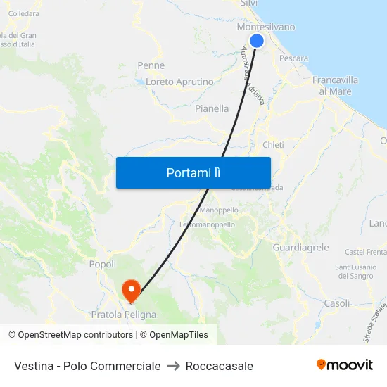 Vestina - Polo Commerciale to Roccacasale map