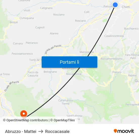 Abruzzo - Mattei to Roccacasale map