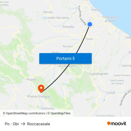 Po - Obi to Roccacasale map