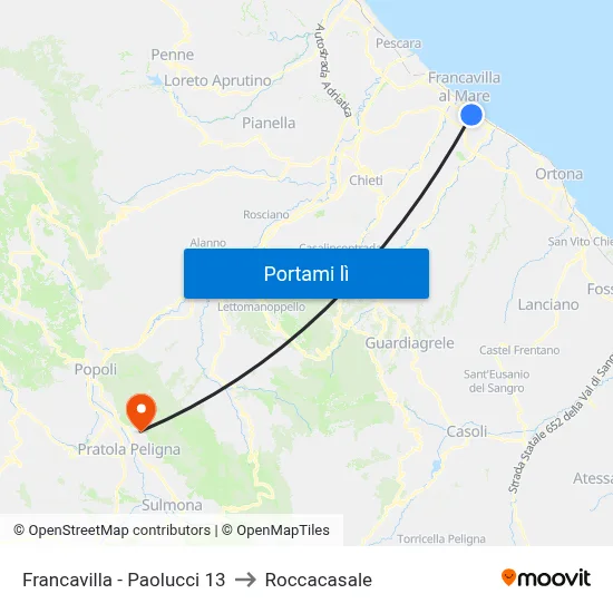 Francavilla - Paolucci 13 to Roccacasale map