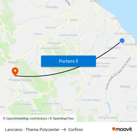 Lanciano - Thema Polycenter to Corfinio map