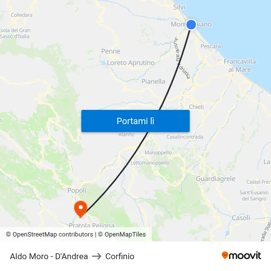 Aldo Moro - D'Andrea to Corfinio map