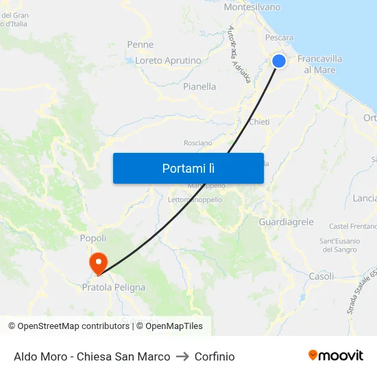 Aldo Moro - Chiesa San Marco to Corfinio map