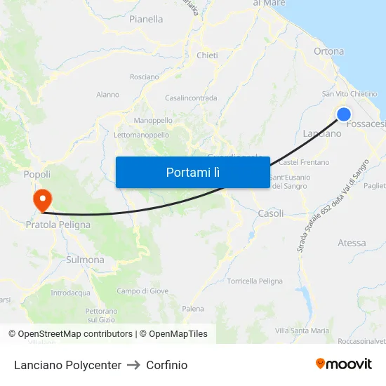 Lanciano Polycenter to Corfinio map