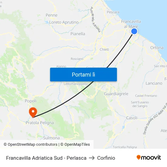 Francavilla Adriatica Sud - Perlasca to Corfinio map