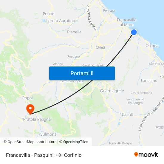 Francavilla - Pasquini to Corfinio map