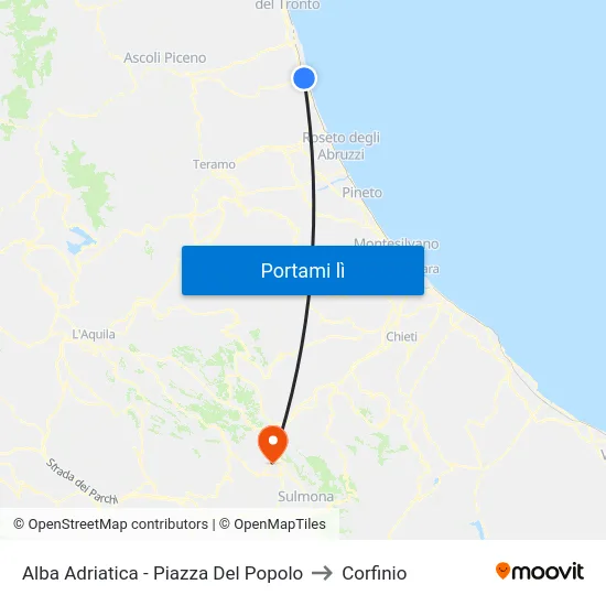 Alba Adriatica - Piazza Del Popolo to Corfinio map