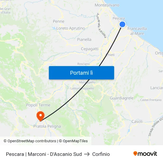 Pescara | Marconi - D'Ascanio Sud to Corfinio map