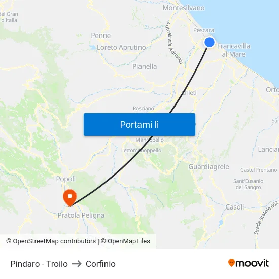 Pindaro - Troilo to Corfinio map