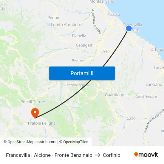 Francavilla | Alcione - Fronte Benzinaio to Corfinio map
