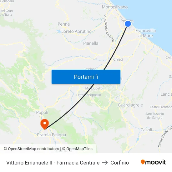 Vittorio Emanuele II - Farmacia Centrale to Corfinio map