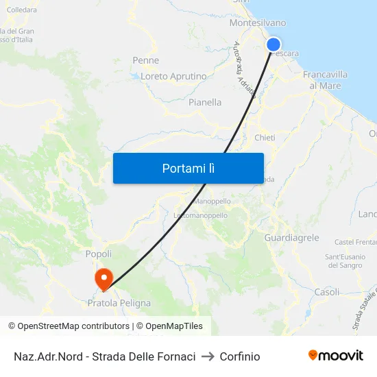 Naz.Adr.Nord - Strada Delle Fornaci to Corfinio map