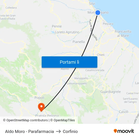Aldo Moro - Parafarmacia to Corfinio map