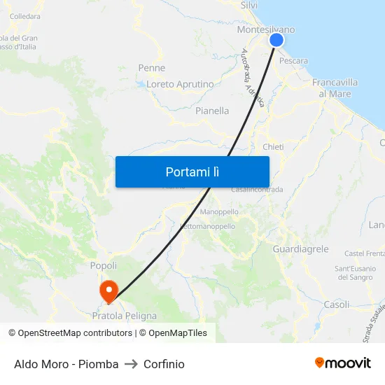 Aldo Moro - Piomba to Corfinio map