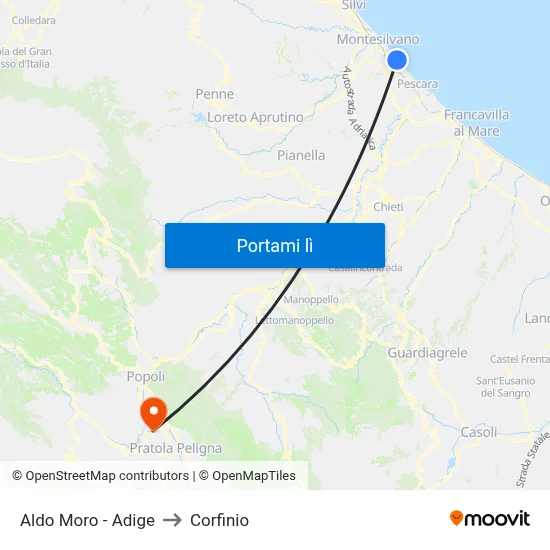 Aldo Moro - Adige to Corfinio map