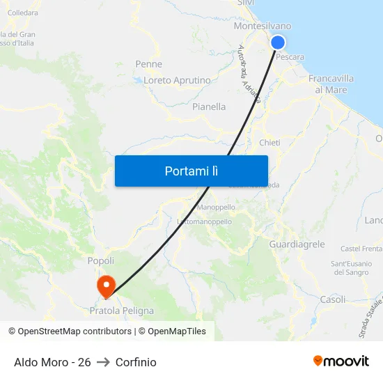 Aldo Moro - 26 to Corfinio map