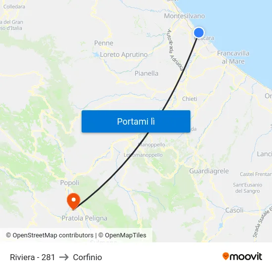 Riviera - 281 to Corfinio map