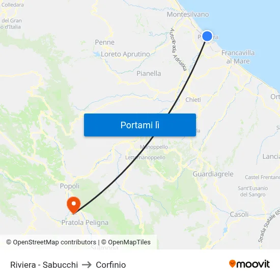Riviera - Sabucchi to Corfinio map