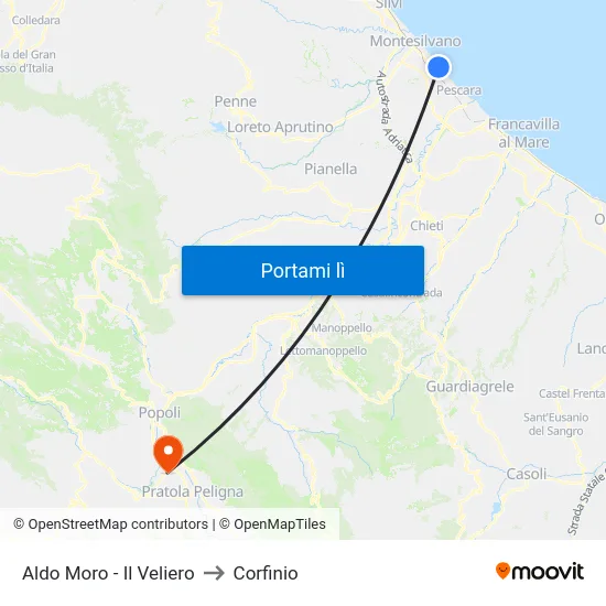 Aldo Moro - Il Veliero to Corfinio map