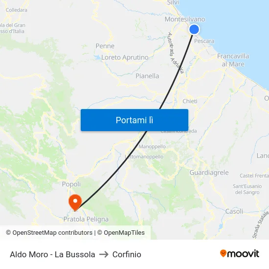 Aldo Moro - La Bussola to Corfinio map