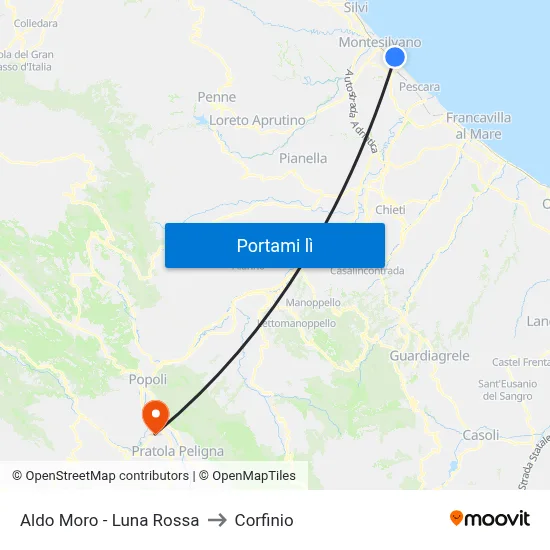 Aldo Moro - Luna Rossa to Corfinio map