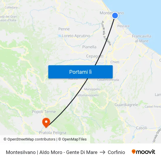 Montesilvano | Aldo Moro - Gente Di Mare to Corfinio map