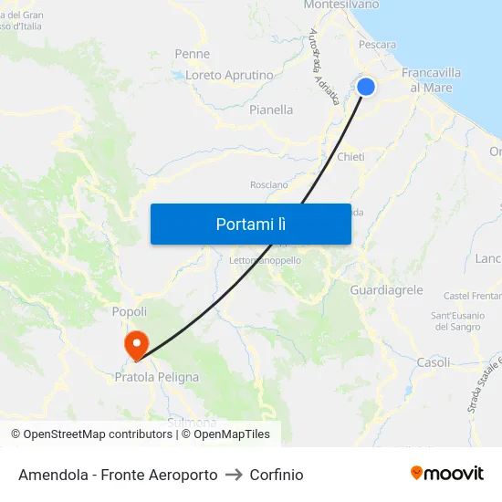 Amendola - Fronte Aeroporto to Corfinio map