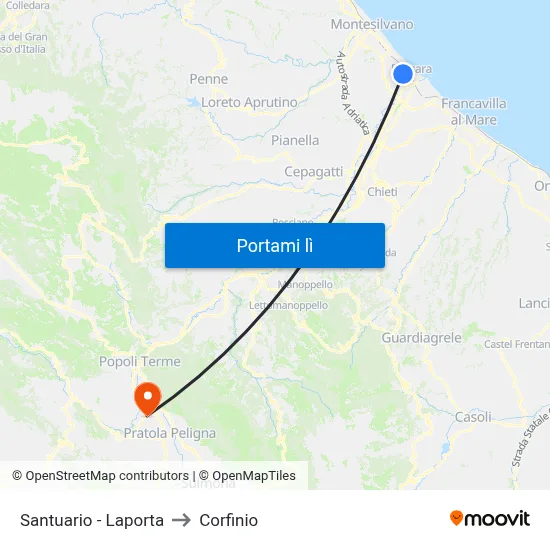 Santuario - Laporta to Corfinio map