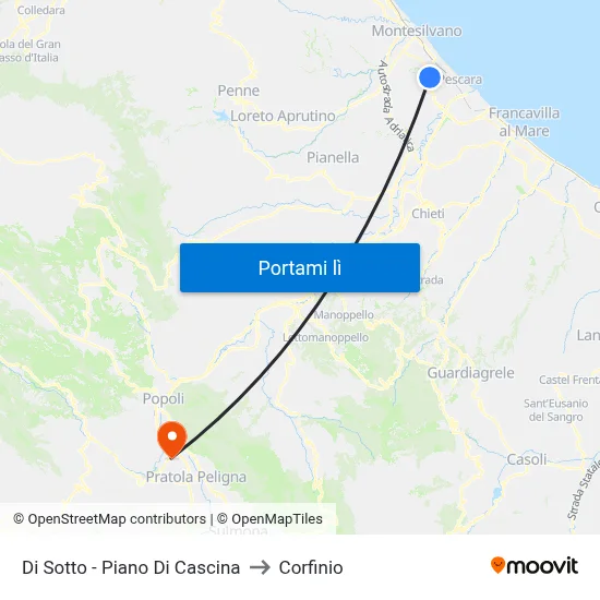 Di Sotto - Piano Di Cascina to Corfinio map